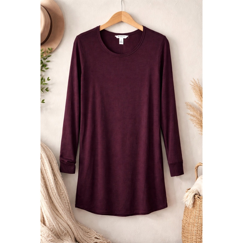 Athleta Long Sleeve Tunic Top Women Medium Plum Soft Stretch Casual Everyday